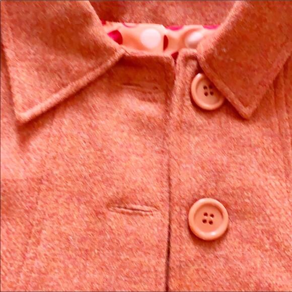 Liza Byrd Jacket Wool Tangerine Orange Blue Trim Bell Sleeve Button Front Jacket - Picture 6 of 9